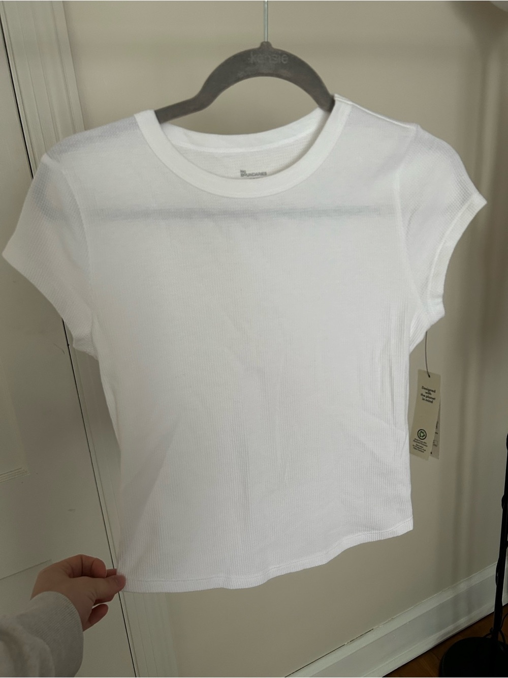 White Waffle Short Sleeve Crew Tee - Women